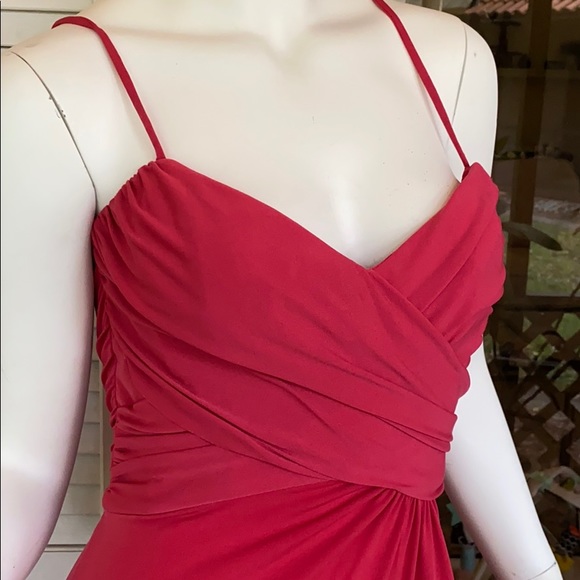 Amsale jersey bridesmaid dress g675J in poppy - Picture 2 of 8